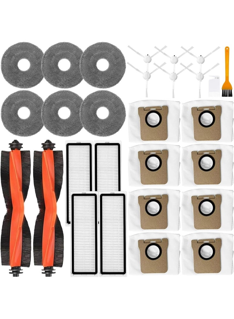 XICEN 28pcs Replacement Kit Accessories Compatible with Xiaomi Robot Vacuum X10 Plus, X10+, X20+, X20 Plus - Include 2 Main Brush, 6 Side Brush, 8 Dust Bag, 4 Filter, 6 Mop Cloth, 2 Tools - Image 1